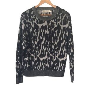 InWear cheetah print wool blend pullover sweater black gray sz Medium